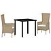 Set da Pranzo per Giardino con cuscino 3 pcs Beige polyrattan - Foto miniatura 1