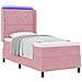 Letto a molle con materasso con led Rosa 100 x 200 cm Velluto - Foto miniatura 1