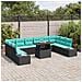 Set Divano da Giardino 11 pz Nero e Blu polyrattan - Foto miniatura 3
