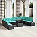 Set Divano da Giardino 11 pz Nero e Blu polyrattan - Foto miniatura 4