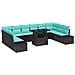 Set Divano da Giardino 11 pz Nero e Blu polyrattan - Foto miniatura 1