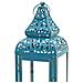 Set Lanterne Portacandele Azzurre Metallo Vetro 39x14,5x14,5 - Foto miniatura 4