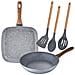 Set Di 3 Padelle Con Griglia 26 Cm E 28x28 Cm In Alluminio Forgiato E Set Di 3 Utensili Da Cucina - Foto miniatura 1