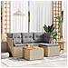 Set Divano da Giardino 5 pz con Cuscini Beige in Polyrattan - Foto miniatura 3
