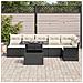 Set Divani Giardino a 7 Pezzi con Cuscini Neri in Rattan Polietilene - Foto miniatura 3