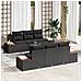 Set Divano da Giardino 7 Pezzi con Cuscini Rattan Sintetico Nero Acacia - Foto miniatura 2