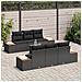 Set Divano da Giardino 7 Pezzi con Cuscini Rattan Sintetico Nero Acacia - Foto miniatura 3