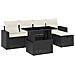 Set Divano da Giardino 6 pz con Cuscini Nero in Polyrattan - Foto miniatura 1