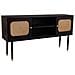 Credenza In Legno E Rete Di Bambù Con Due Ante Nere 152,5x38x81h - Foto miniatura 1