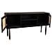 Credenza In Legno E Rete Di Bambù Con Due Ante Nere 152,5x38x81h - Foto miniatura 3