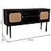 Credenza In Legno E Rete Di Bambù Con Due Ante Nere 152,5x38x81h - Foto miniatura 5