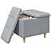 Pouf contenitore Grigio chiaro 60 x 60 x 45 cm Tessuto - Foto miniatura 3