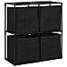 Armadietto con 4 Cesti in Tessuto Nero 63x30x71 cm Acciaio - Foto miniatura 1
