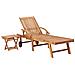 Lettino Prendisole con Tavolo e Cuscino in Massello di Teak - Foto miniatura 4
