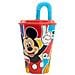 Disney Bicchiere Rosso E Azzurro Per Bambini In Plastica Mickey Mouse Topolino 430 Ml Con Cannuccia E Coperchio Flessibile - Foto miniatura 3