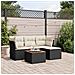 Set Divani da Giardino 5 pz con Cuscini in Polyrattan Nero - Foto miniatura 3