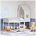 Letto A Soppalco Con Tetto Bianco 90x200 Cm In Legno Di Pino - Foto miniatura 1