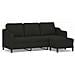 Divano A 3 Posti Con Poggiapiedi Nero 180 Cm In Tessuto - Foto miniatura 1