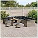 Set da Giardino  da 13 Pezzi con Cuscini Grigio Rattan Poliacacia, Set da Pranzo da Giardino  da 3 Pezzi con Cuscini Grigio Rattan Poliacacia - Foto miniatura 3