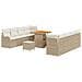 Set di divani da giardino  11 pezzi con cuscini beige rattan poliestere acacia, Divano da giardino  2 posti con cuscini beige rattan poliestere, Set pranzo da giardino  3 pezzi con cuscini beige rattan poliestere acacia - Foto miniatura 1