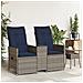 Divano da giardino reclinabile a 2 posti con tavolo grigio in polyrattan - Foto miniatura 3