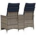 Divano da giardino reclinabile a 2 posti con tavolo grigio in polyrattan - Foto miniatura 6