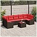 Set di divani 8 pz 7-Numero di posti Marrone e Rosso polyrattan - Foto miniatura 4
