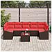 Set di divani 8 pz 7-Numero di posti Marrone e Rosso polyrattan - Foto miniatura 5