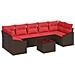 Set di divani 8 pz 7-Numero di posti Marrone e Rosso polyrattan - Foto miniatura 1