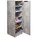 Scarpiera Mobiletto Multiuso In Legno Cemento Mobile Porta Scarpe 30x35x100 Cm - Foto miniatura 4