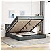 Pouf Letto Con Materasso E Led Grigio Scuro 180x200cm Tessuto - Foto miniatura 1