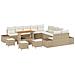 Set da giardino  da 14 pezzi con cuscini beige in polyrattan, Divano da giardino a 2 posti  con cuscini beige in polyrattan, Set da pranzo da giardino  da 4 pezzi con cuscini beige in polyrattan - Foto miniatura 1