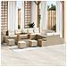 Set da giardino  da 14 pezzi con cuscini beige in polyrattan, Divano da giardino a 2 posti  con cuscini beige in polyrattan, Set da pranzo da giardino  da 4 pezzi con cuscini beige in polyrattan - Foto miniatura 2