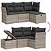 Set Divano da Giardino 4pz con Cuscini Grigio Chiaro Polyrattan - Foto miniatura 3
