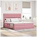 Letto con luci a strisce a LED Rosa 180 x 200 cm Velluto - Foto miniatura 2