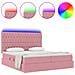 Letto con luci a strisce a LED Rosa 180 x 200 cm Velluto - Foto miniatura 4