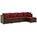 Set Divani da Giardino 5 pz con Cuscini Marrone in Polyrattan - Foto miniatura 1