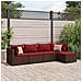 Set Divani da Giardino 5 pz con Cuscini Marrone in Polyrattan - Foto miniatura 2