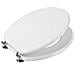 Sedile Wc Copri Water Tavoletta Vaso Universale Bianco Mdf Legno Pesante Cerniere Metallo Bagno - Foto miniatura 1