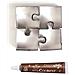 4 Mini Tagliabiscotti In Acciaio Inox Puzzle + Penna Alimentare Al Cioccolato - Foto miniatura 1