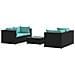 Set Divani Da Giardino 5 Pz Con Cuscini In Polyrattan Nero - Foto miniatura 1