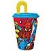 Bicchiere Azzurro E Giallo Per Bambini In Plastica Spiderman Uomo Ragno 430 Ml Con Cannuccia E Coperchio Flessibile - Foto miniatura 1
