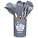 Set Utensili Da Cucina Grigio E Supporto 12 Pezzi Utensili Silicone Manico Legno - Foto miniatura 1