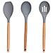 Set Utensili Da Cucina Grigio E Supporto 12 Pezzi Utensili Silicone Manico Legno - Foto miniatura 2