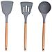 Set Utensili Da Cucina Grigio E Supporto 12 Pezzi Utensili Silicone Manico Legno - Foto miniatura 3