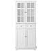 Credenza Alta Per Cucina, Mobile Buffet In Legno, Armadio Dispensa In Stile Moderno Bianco Fsb76-w - Foto miniatura 1