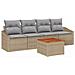 Set Divano da Giardino 5 Pezzi con Cuscini Beige in Polyrattan Acacia - Foto miniatura 1
