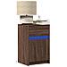 Comodino con Luci LED Rovere Marrone in Legno Multistrato - Foto miniatura 2