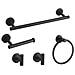 Set Di Porta Asciugamani Da Bagno In Acciaio Inox A 5 Pezzi - Design Forato Per Bagni Moderni Black - Foto miniatura 1