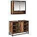 Set di mobili per il bagno con lo scaffale 2 pcs Legno vecchio - Foto miniatura 1